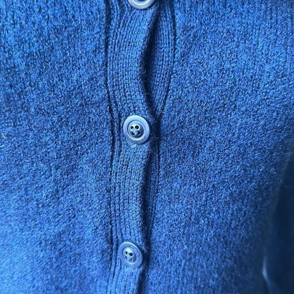 Classiques Entier sweater blue removable collar 100% fine Merino wool size Med - Picture 3 of 12